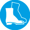 Знак M05 Работать в защитной обуви (пленка 200х200 мм)